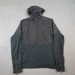 Arcteryx Hoodie Mens Medium Black 1/4 Zip Grid Fleece Pullover Outdoor Hiking